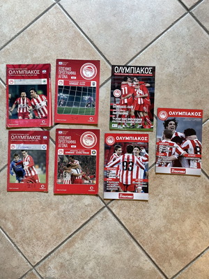 Olympiakos Official Match Programs used, set of 7, Greek Cup 2007-2012