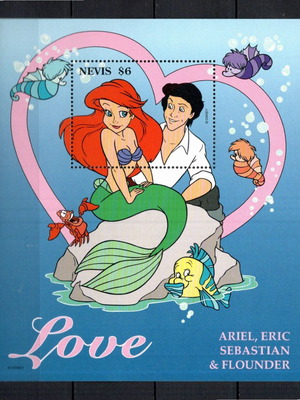 Disney Ariel Love γραμματόσημα σε φεγιέ, σετ 5, MNH