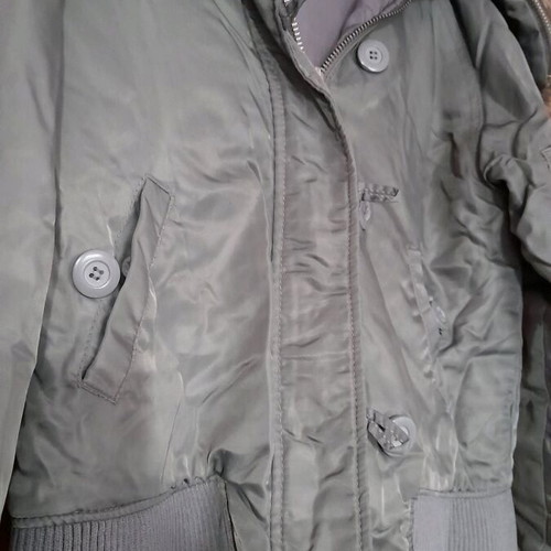 Zara Xdye khaki jacket with hood and fur like new