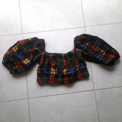 Vintage crop top handmade from the 80s, like new, balloon sleeves, XS/S