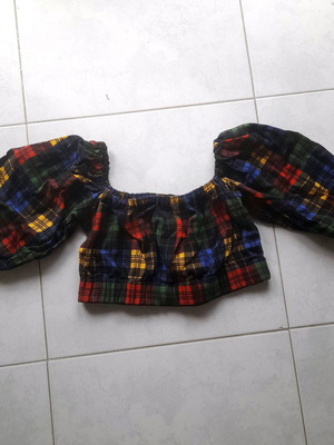 Vintage crop top handmade from the 80s, like new, balloon sleeves, XS/S