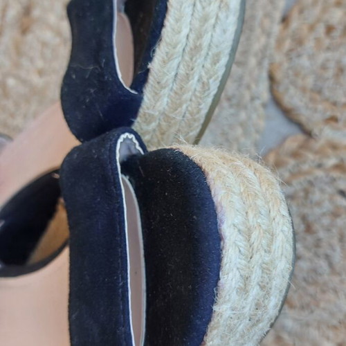 Espadrille-style platform sandals, size 37, black