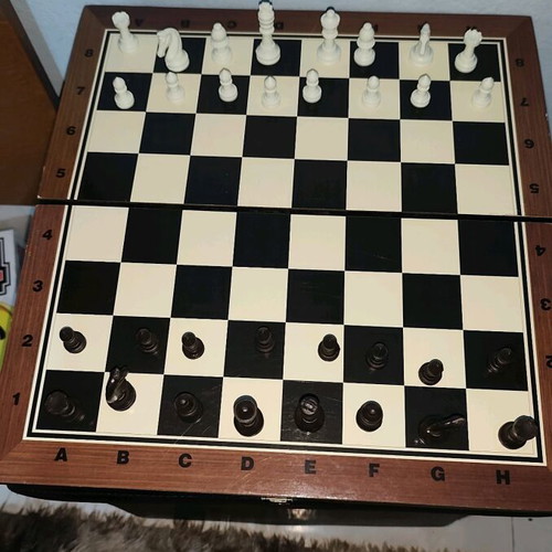 Wooden 2-in-1 board game used, chess and backgammon in case