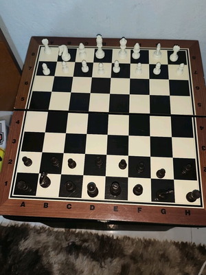 Wooden 2-in-1 board game used, chess and backgammon in case