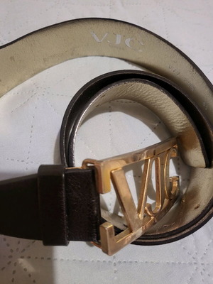 Versace women's belt used, leather with gold logo buckle