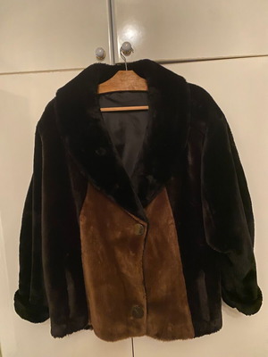 Synthetic fur jacket two-tone, size XL, like new