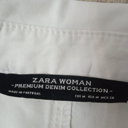 Zara women's long white shirt used, size M