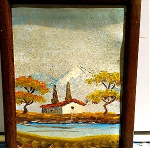Πίνακας χειροποίητος σπίτι σε λίμνη
