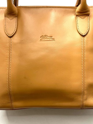 Дамска чанта Longchamp Roseau от бежова кожа употребявана