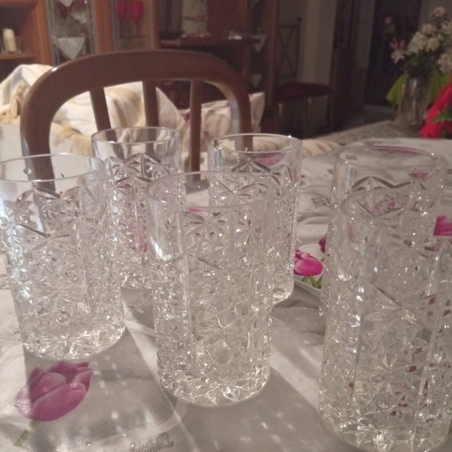 Crystal glasses luxury set of 6, 12cm height, new