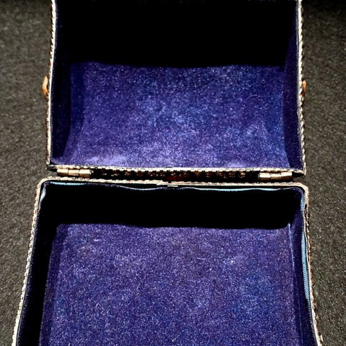 Vintage Moroccan Handmade Jewelry Box with Natural Semi-Precious Stones