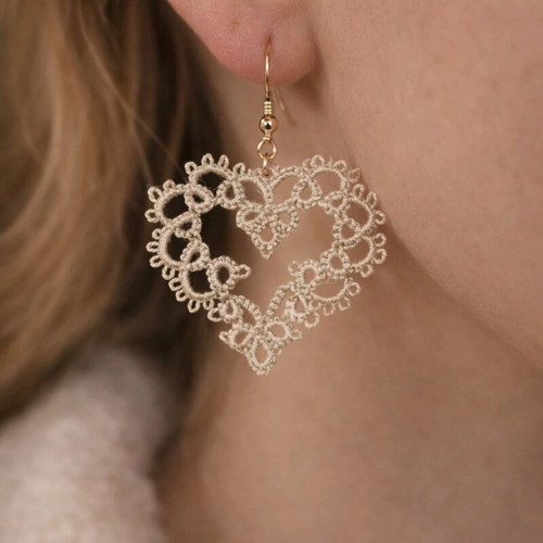 Heart-shaped earrings made to order, beige