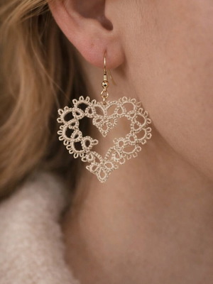 Heart-shaped earrings made to order, beige