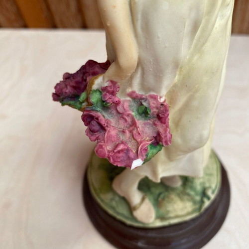 Girl with Flowers Vintage Ceramic Figurine like new