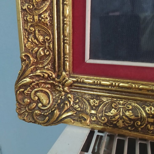 Embroidered framed artwork used with DMC threads and glass