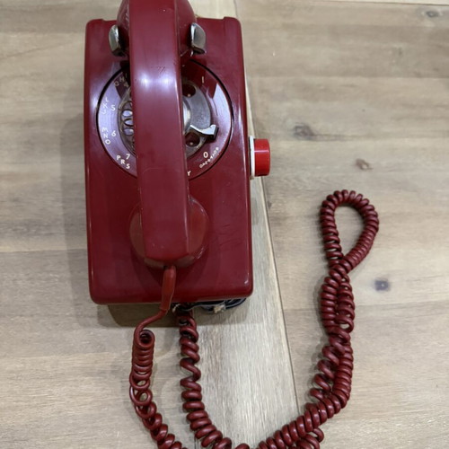Western Electric Wall Phone Model 554 used, vintage cherry red rotary