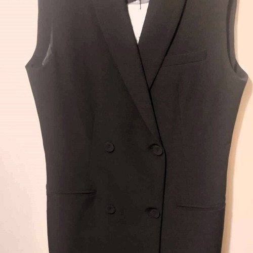 Long double-breasted vest Stradivarius black L new