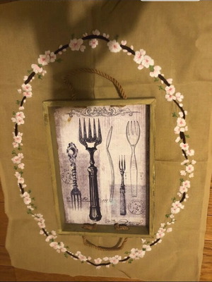 Wooden tray frame with rope handles like new