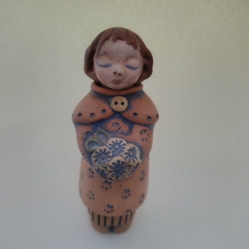 Ceramic girl bottle for perfume, new, 13 cm