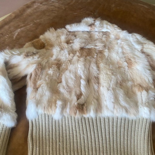 Natural rabbit fur jacket like new, beige