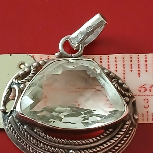 Silver pendant 925 with white natural crystal like new