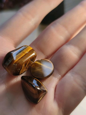 Tiger's Eye set new, 3 samples with strong iridescence