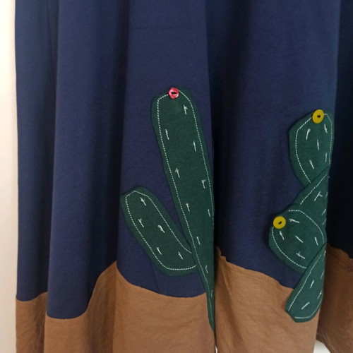 Blue skirt in A-line with cactus designs, like new, one size