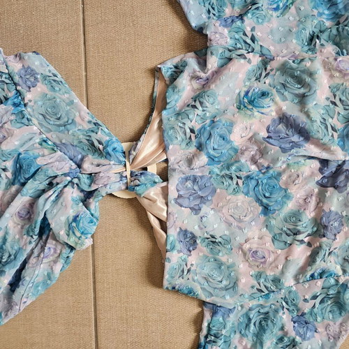 Boho dress Iraida like new, floral cut out, blue