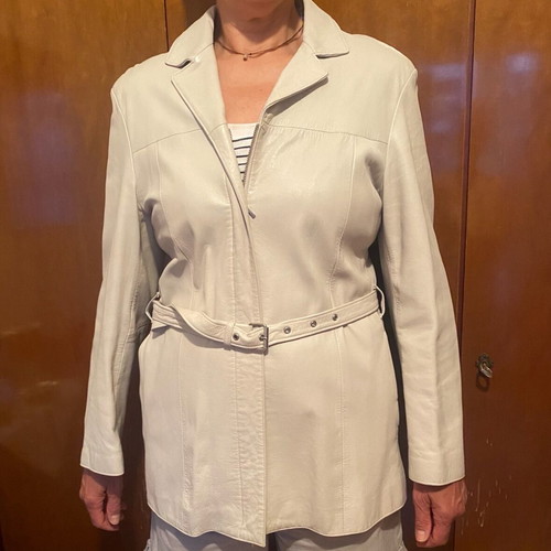 Newton leather jacket like new, white, size 44, spring-autumn