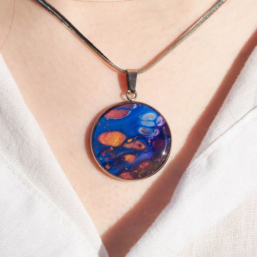 Acrylic necklace new, handmade original with stainless steel