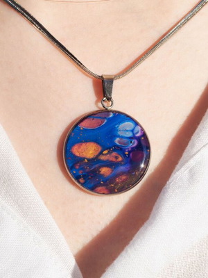 Acrylic necklace new, handmade original with stainless steel