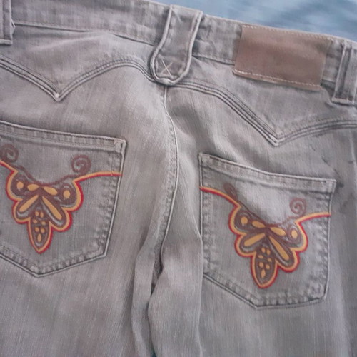 3Guys denim jeans new, grey with embroidered details, size S