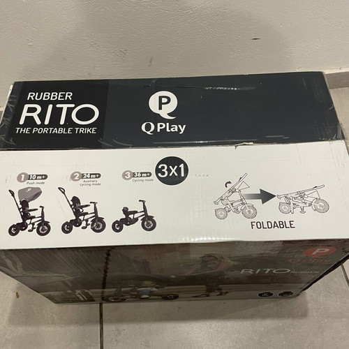 Q Play Rito tricycle used with parent handle and sunshade