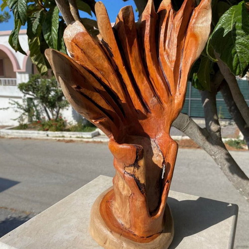 Woodcarving artwork from natural eucalyptus wood