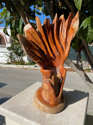 Woodcarving artwork from natural eucalyptus wood
