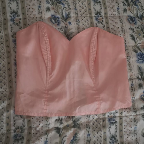 Lydia Satin Strapless Corset Crop Top Large, like new, pink