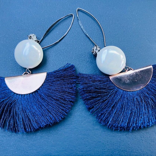 Blue earrings with pearl new