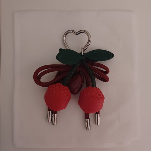 Eco-leather Cherry & Heart keychain with detachable elements