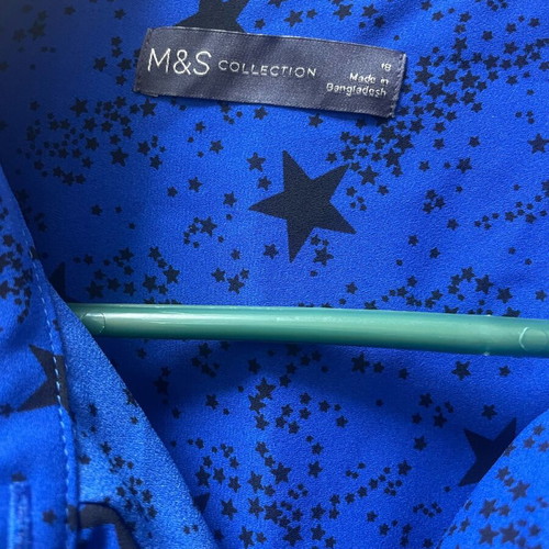 M&S collection shirt blue electric with black stars like new