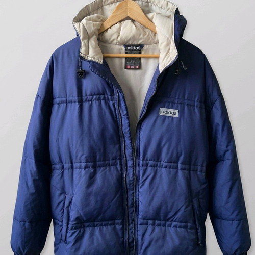 Adidas vintage puffy jacket 90's used, very warm, blue