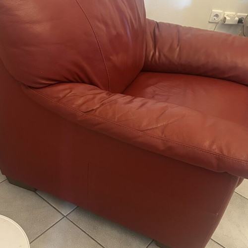 Leather armchairs like new, set of 2, burgundy