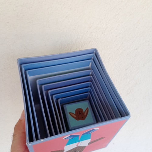 Educational stacking cubes used, cardboard