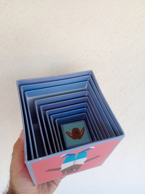 Educational stacking cubes used, cardboard