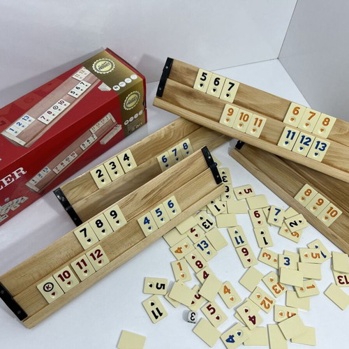 Wooden Rummy set new with original melamine tiles