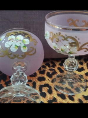 Murano glasses very rare color, hand-painted, like new
