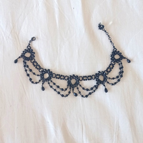 Gothic Romantic Choker Necklace new, black beads