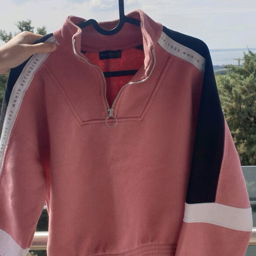 Pink athletic jacket like new with black and white details