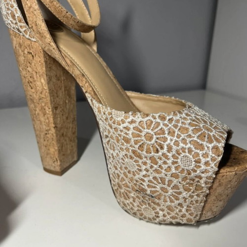 Exe platform sandals like new, lace design, cork style, size 39