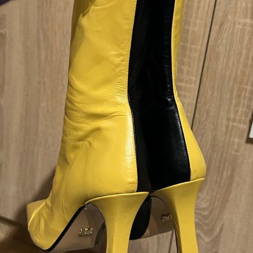Zara leather boots used, size 39, black and yellow
