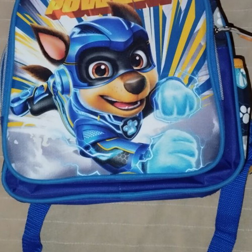Preschool backpack, blue with Paw Power design